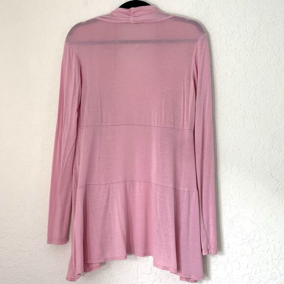 JM Fleurette Open Front Cardigan Women L Pink Long Sleeve Drape Top Preppy Work - Picture 2 of 7